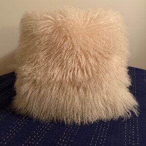 Vintage Jonthan Adler White Mongolian Fur Pillow